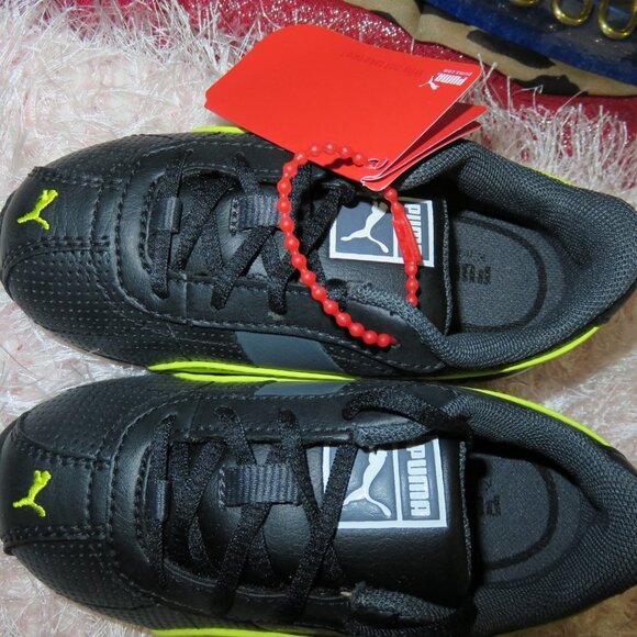 Puma Cell Turin Perf Kids Black Yellow Dark Shadow sneakers tennis shoes sz 7 - Picture 5 of 8